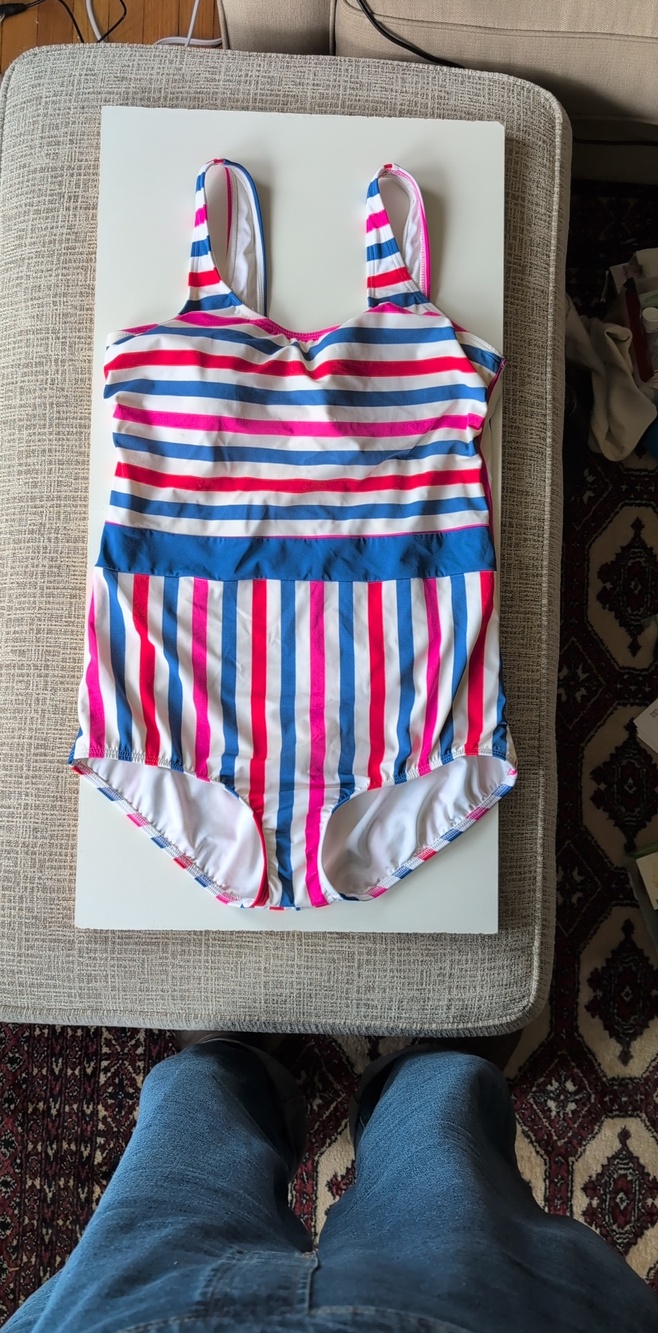 Lands' End Pink, Blue & White Striped One-Piece Swimsuit